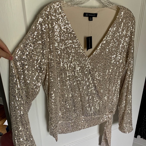 sequin wrap blouse